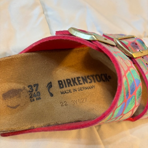 Birkenstock Pink Multicolor Buckle Slide Sandals Women’s Size 37 - Picture 4 of 10